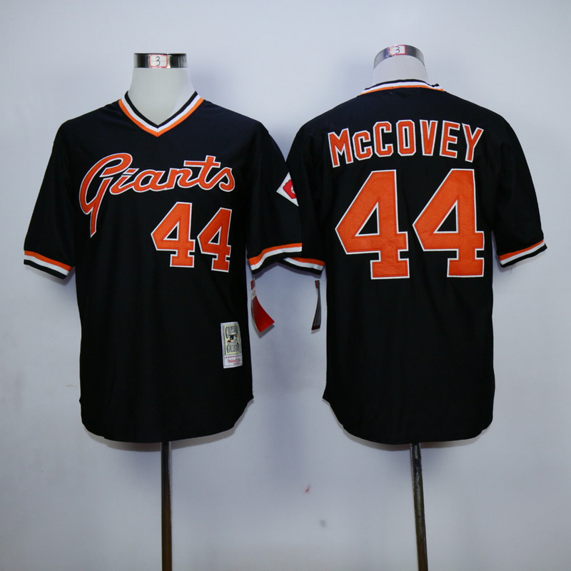 Men San Francisco Giants 44 Mccovey Black Throwback MLB Jerseys